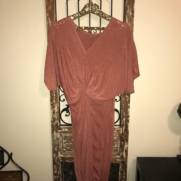 Dress rust v neck slit - Picture 6 of 8